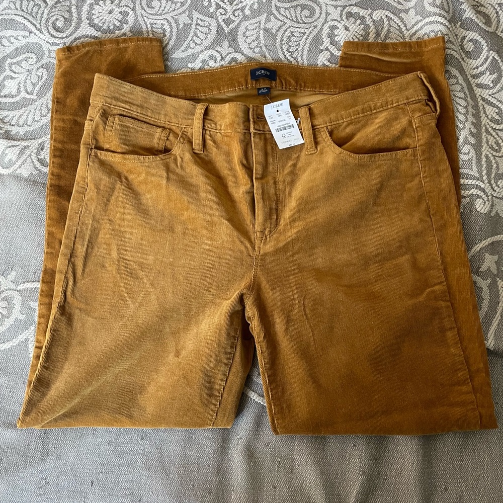 NWT J Crew women’s size 32 Regular Brandy colored skinny cords, 9 inch rise